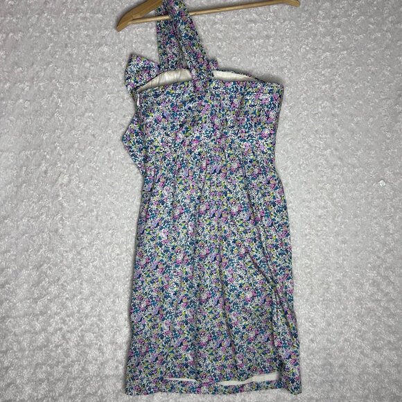 J. Crew made with Liberty Fabric Colorful Floral Print Sheath One Shoulder Dress - Picture 7 of 8
